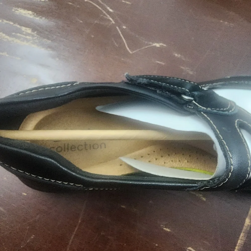 Clarks Roseville Jane‎ Black Combi Leather Mary Jane Flats Women's Size 9M